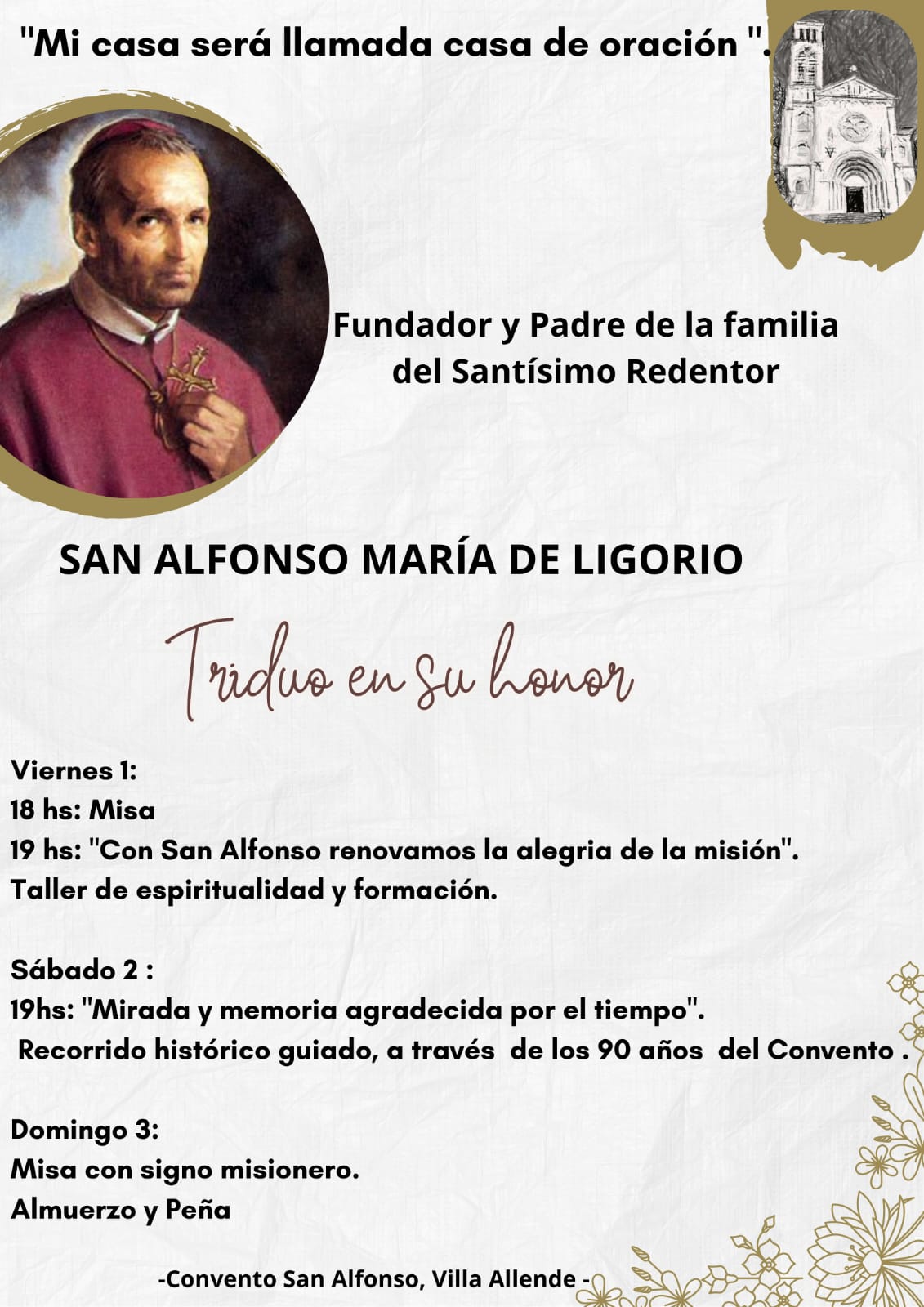 La comunidad de San Alfonso María Ligorio cumple 90 años en Villa Allende 